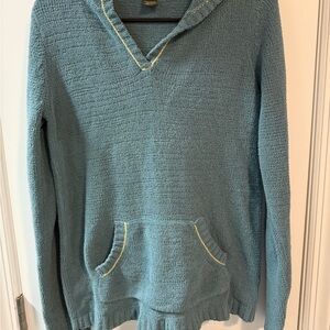 Vintage Eddie Bauer Stretch Pullover Blue With Yellow Trim Small